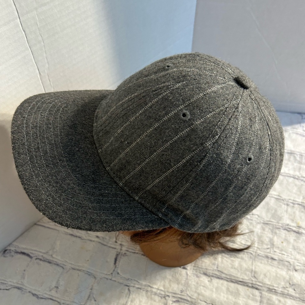 LINEA UOMO WOOL BLEND GREY & WHITE PINSTRIPE WOMEN’S BASEBALL CAP